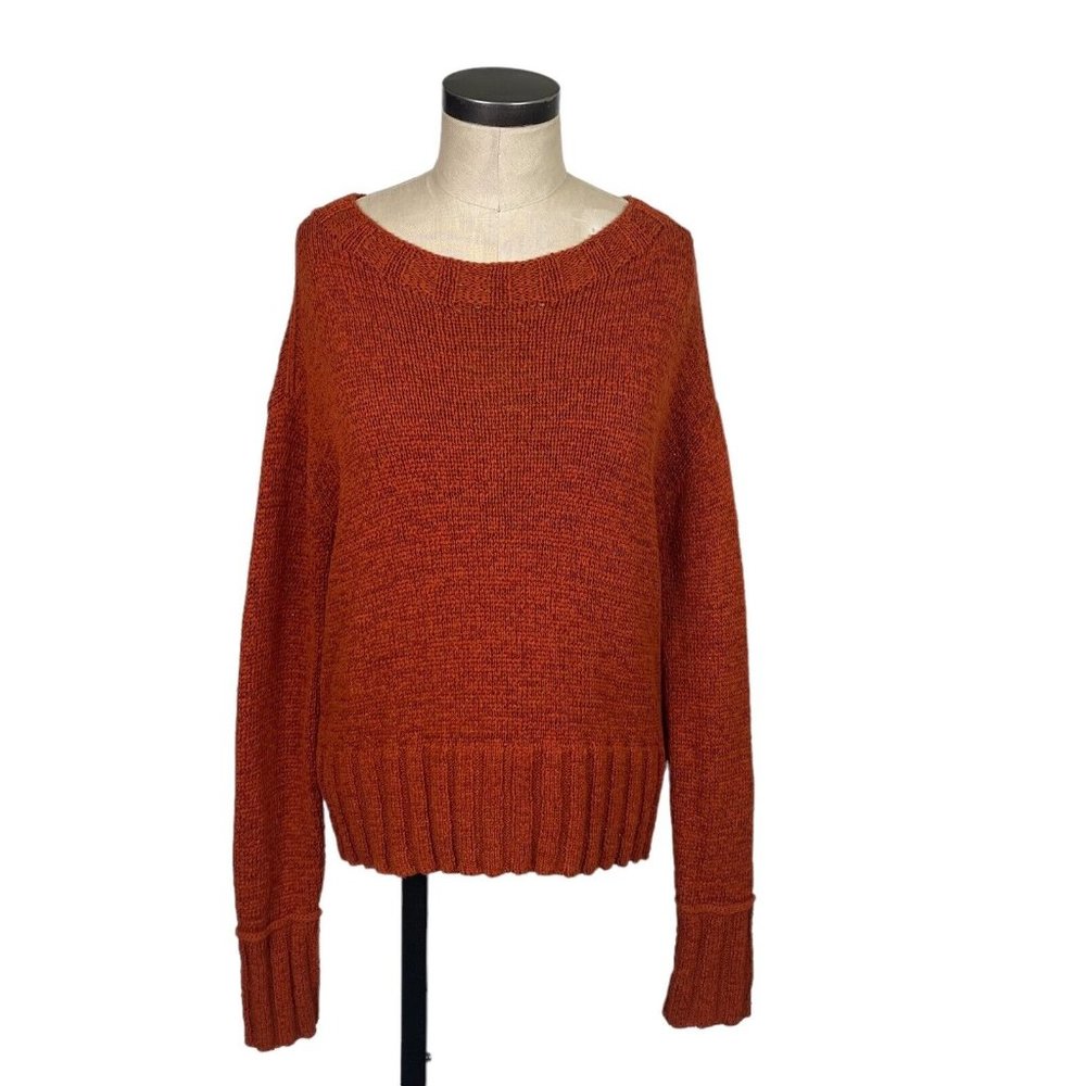 POINT SUR J Crew Womens Widerib Crewneck Sweater Small Rust Orange Red J0959